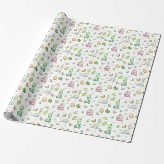 Cute Dinosaur Cadeaupapier (Uitgerold)