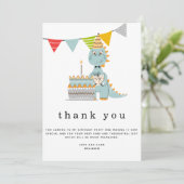 Cute Dinosaur Cake Kids Birthday Hartelijk dank Bedankkaart (Staand voorkant)
