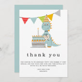 Cute Dinosaur Cake Kids Birthday Hartelijk dank Bedankkaart (Voorkant / Achterkant)
