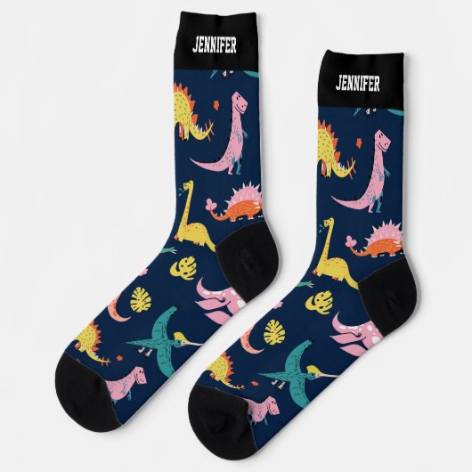 Cute Dinosaur Cartoon Pattern Dino Lover Sokken (Links)