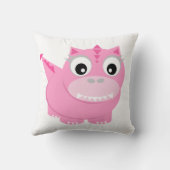 Cute Dinosaur Cartoon Roze Kinder Sierkussen (Achterkant)
