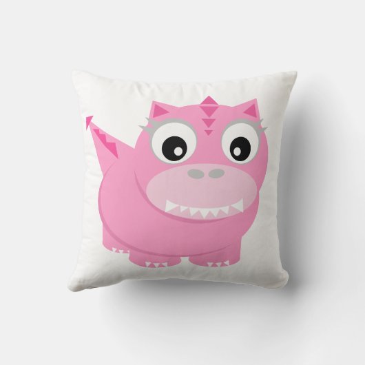 Cute Dinosaur Cartoon Roze Kinder Sierkussen (Achterkant)