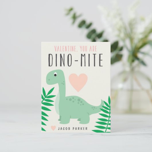 Cute Dinosaur Classroom Valentijn Briefkaart (Staand voorkant)