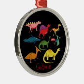 Cute Dinosaur Collectie Thunder_Cove Metalen Ornament (Rechts)