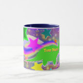 Cute Dinosaur Color Stars & Swirls Name Mok (Midden)