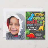 Cute Dinosaur Colorful Birthday Boy Foto Kaart (Voorkant)