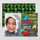 Cute Dinosaur Colorful Birthday Boy Foto Kaart (Voorkant / Achterkant)