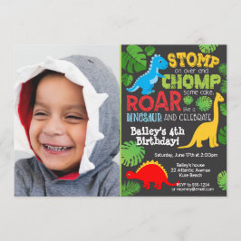 Cute Dinosaur Colorful Birthday Boy Foto Kaart