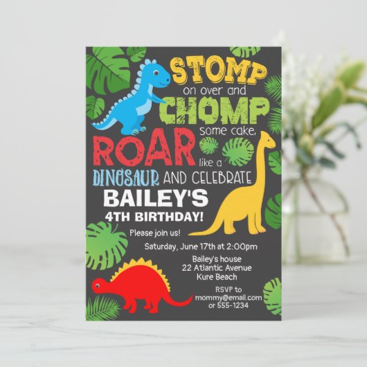 Cute Dinosaur Colorful Birthday Boy Kaart (Staand voorkant)