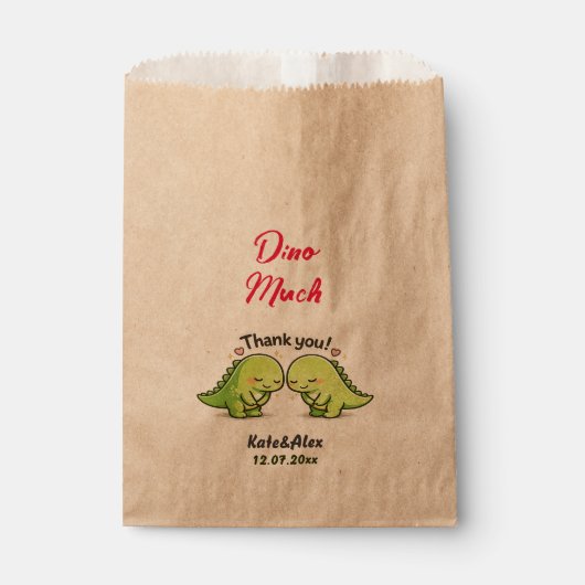 Cute Dinosaur Couple Wedding Thank You Bedankzakje (Voorkant)