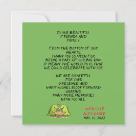 Cute Dinosaur Couple Wedding Thank You Card Bedankkaart