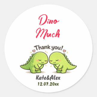 Cute Dinosaur Couple Wedding Thank You Ronde Sticker