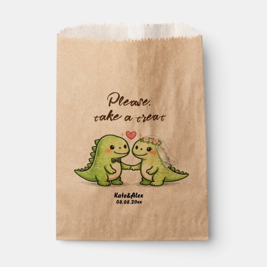 Cute Dinosaur Couple Wedding Treat Bedankzakje (Voorkant)