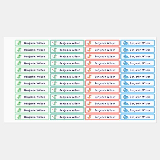 Cute Dinosaur Custom Kids Name  Labels (Vel)