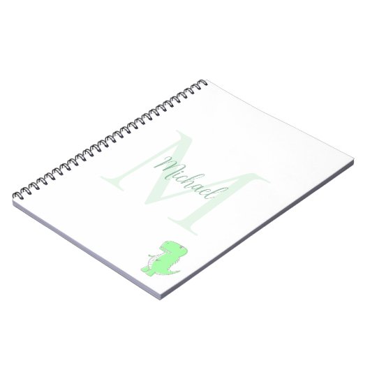 Cute Dinosaur Custom Name Initial  Notitieboek (Linkerzijde)