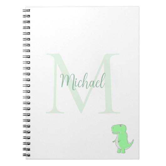 Cute Dinosaur Custom Name Initial Notitieboek (Voorkant)