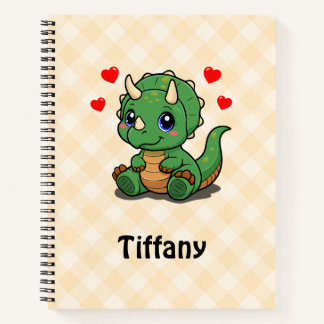 Cute Dinosaur Deluxe Notitieboek – Naam Toevoegen