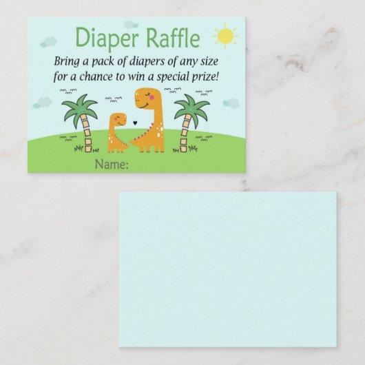 Cute Dinosaur Diaper Raffle Tickets (Voorkant / Achterkant)