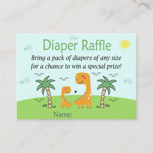 Cute Dinosaur Diaper Raffle Tickets (Voorkant)