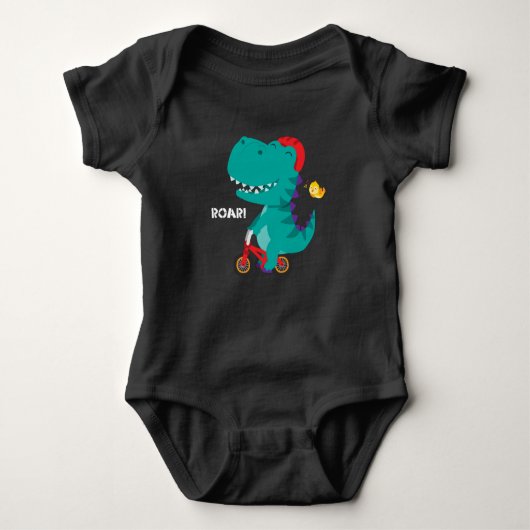 Cute dinosaur die fietsen romper (Voorkant)