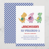 Cute Dinosaur die naar school gaat, kinderen van z Kaart (Voorkant / Achterkant)