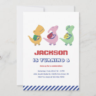 Cute Dinosaur die naar school gaat, kinderen van z Kaart