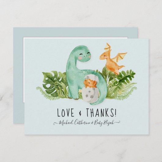 Cute Dinosaur Dino Dank je wel dat je merkt dat Ba Bedankkaart (Voorkant / Achterkant)