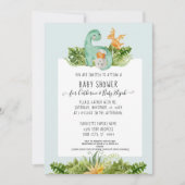 Cute Dinosaur Dino Mammie Foliage Baby Boy Showin  Kaart (Voorkant)