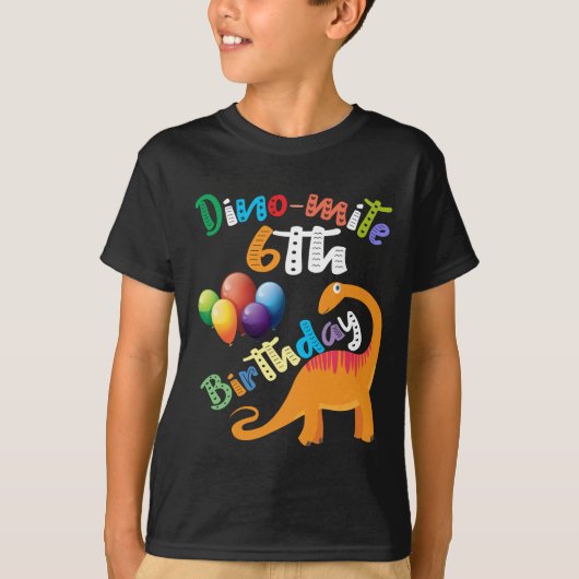 Cute Dinosaur Dino mite 6e verjaardag gift jongens T-shirt (Voorkant)