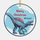 Cute Dinosaur Dino-Mite Kind kerst Keramisch Ornament (Voorkant)
