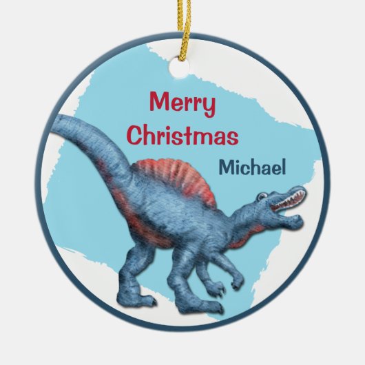 Cute Dinosaur Dino-Mite Kind kerst Keramisch Ornament (Voorkant)