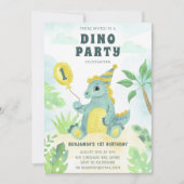 Cute Dinosaur Dino Party Boy First Birthday Kaart (Voorkant)