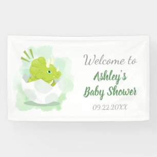 Cute Dinosaur Egg Green Baby shower Backdrop Spandoek