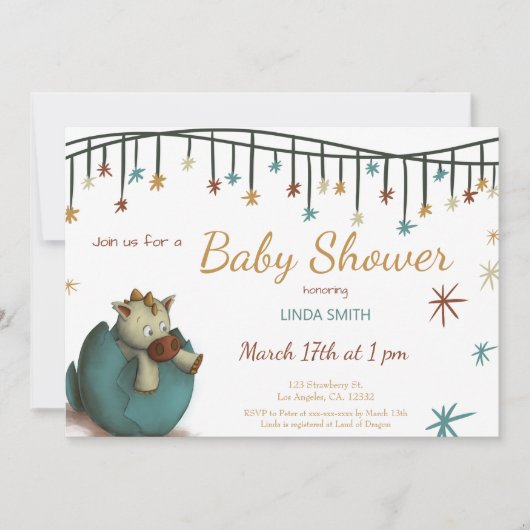 Cute Dinosaur Egg Green Neutral Baby Shower Kaart (Voorkant)