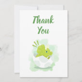 Cute Dinosaur Egg Green Waterverf Baby shower Bedankkaart (Voorkant)