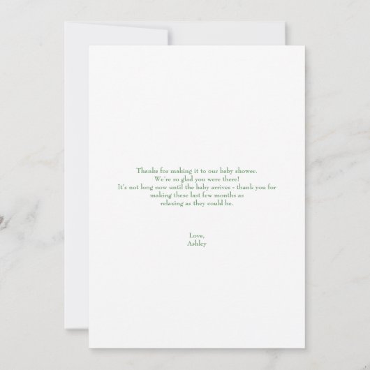 Cute Dinosaur Egg Green Waterverf Baby shower Bedankkaart (Achterkant)