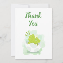 Cute Dinosaur Egg Green Waterverf Baby shower Bedankkaart