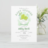 Cute Dinosaur Egg Green Waterverf Baby shower Kaart (Staand voorkant)