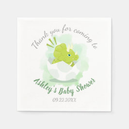 Cute Dinosaur Egg Green Waterverf Baby shower Servet