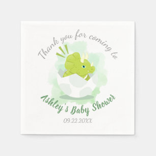 Cute Dinosaur Egg Green Waterverf Baby shower Servet
