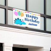 Cute Dinosaur | Eigen gelukkige verjaardag Spandoek (Buitenkant Gebouw)