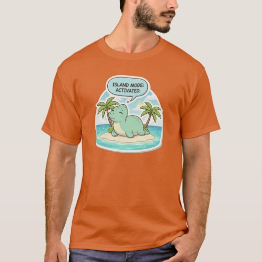Cute Dinosaur Eiland Modus GeactiveerdTropische Va T-shirt (Voorkant)