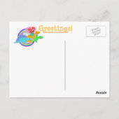 Cute Dinosaur en Flowers Briefkaart (Achterkant)