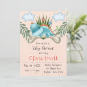 Cute Dinosaur en Friends Boy Baby shower Kaart (Staand voorkant)