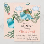 Cute Dinosaur en Friends Boy Baby shower Kaart (Voorkant / Achterkant)