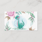 Cute Dinosaur en Pink Peony Diaper Raffle Busines Visitekaartje (Achterkant)