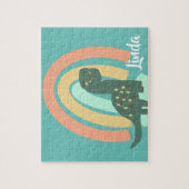 Cute Dinosaur en Rainbow Colorful Kinder Art Legpuzzel (Verticaal)