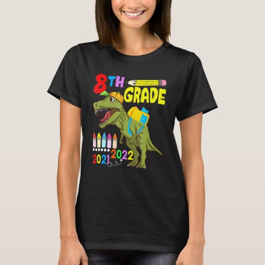 Cute Dinosaur Face Mask 8th Grade Back to School 2 T-shirt (Voorkant)