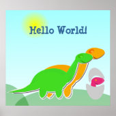 Cute Dinosaur Family Little Pink Dino Egg Poster (Voorkant)
