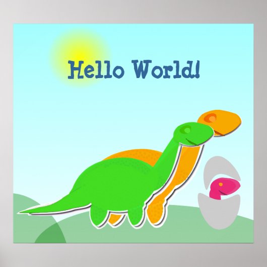 Cute Dinosaur Family Little Pink Dino Egg Poster (Voorkant)